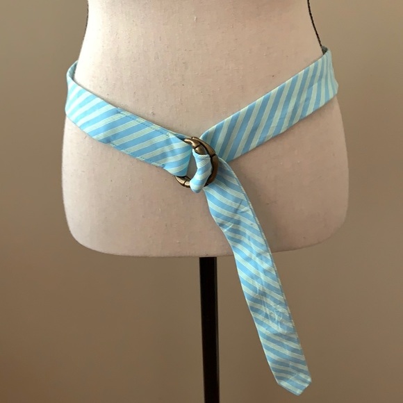 J.CREW COTTON TIE BELT W/ DIAGONAL STRIPES